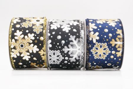 Festive Glitter Snowflakes Wired Ribbon - Festive Glitter Snowflakes Wired Ribbon